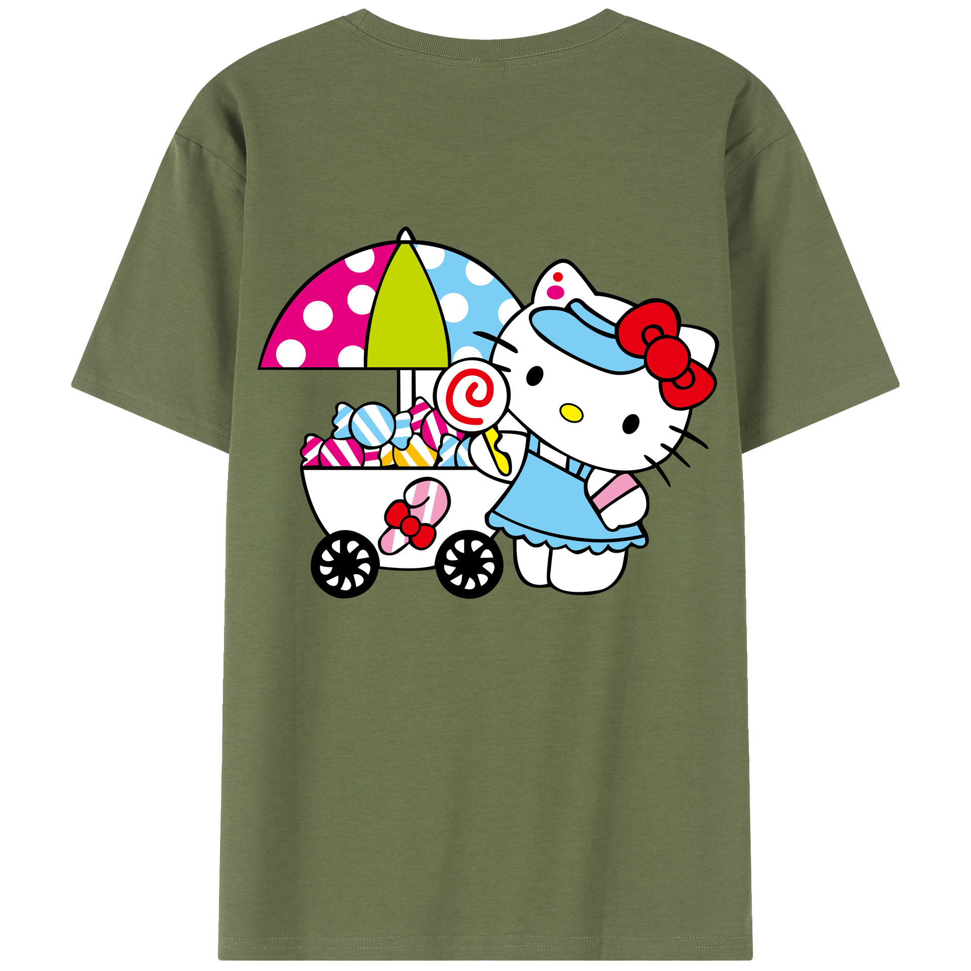 （画像用） Hello Kitty ハローキティ 綿100％半袖Tシャツ（背面プリント）